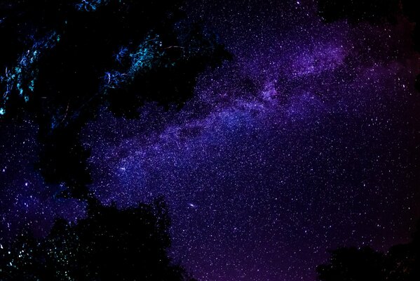 Milky Way with beautiful purple light