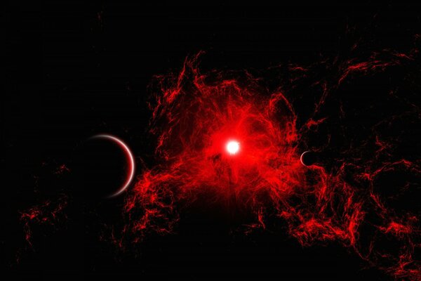 Nébuleuse de lumière rouge dans l espace