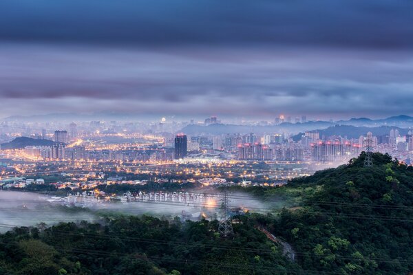 Ciudad de China al amanecer