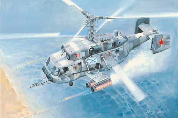 Hélicoptère anti-sous-marin soviétique Ka-27 en vol