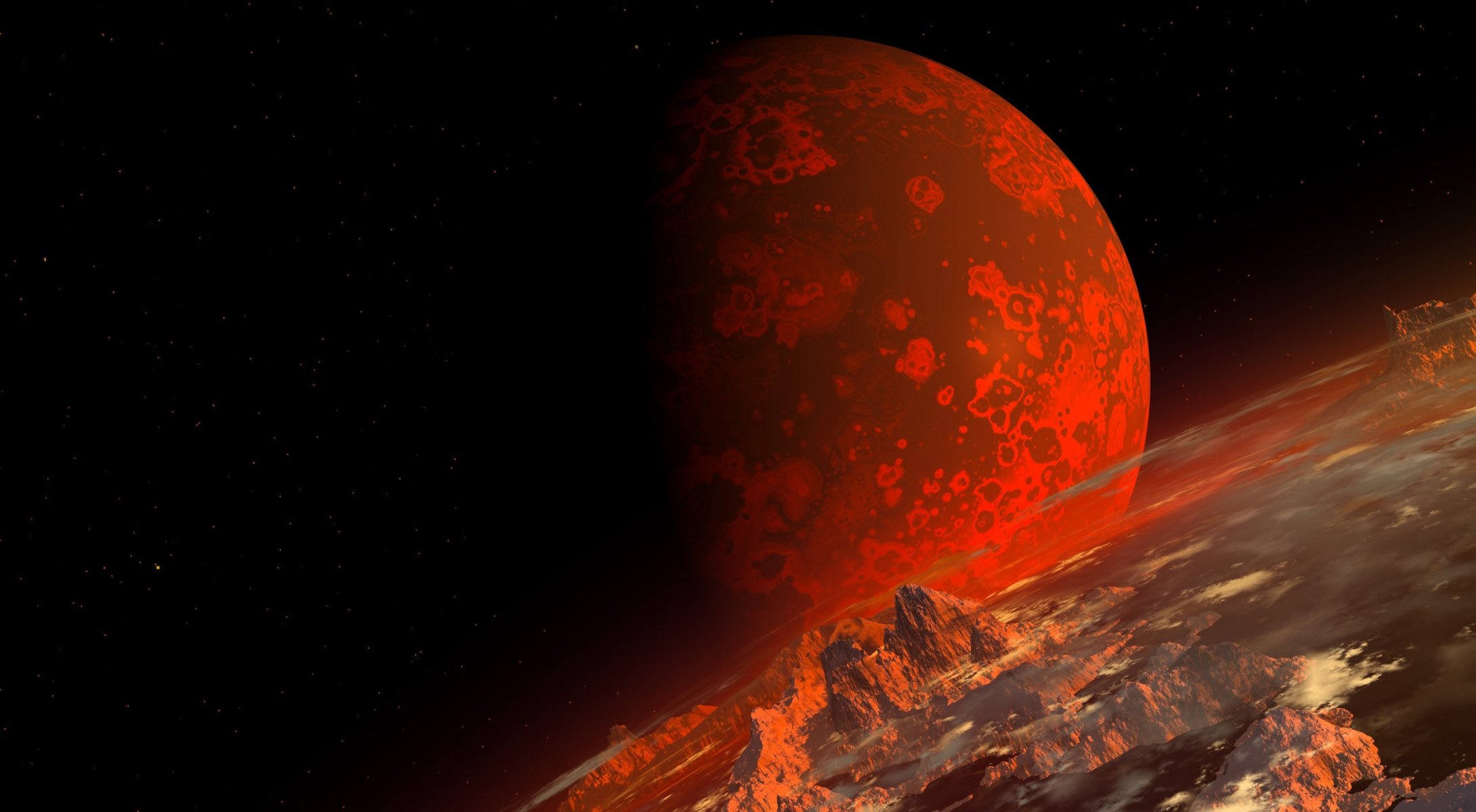 art render space planet landscape relief red