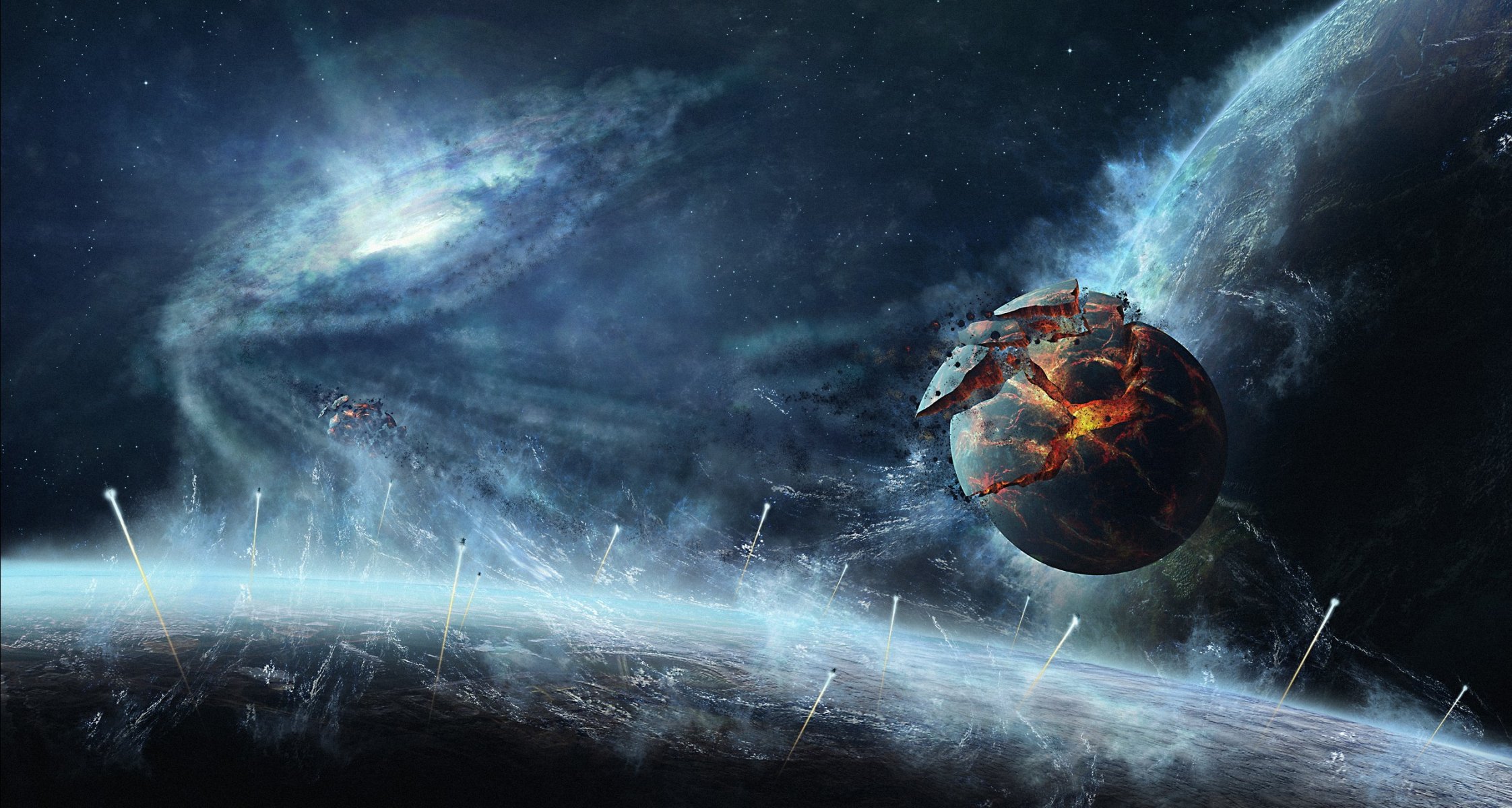 art space world ships destruction fragments quasar