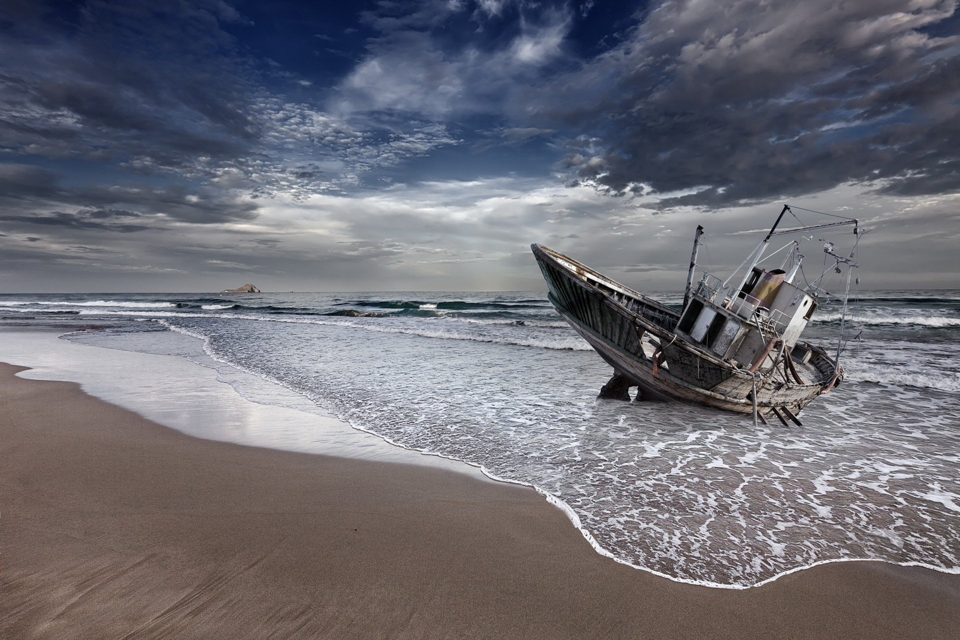 mer bateau nuit paysage