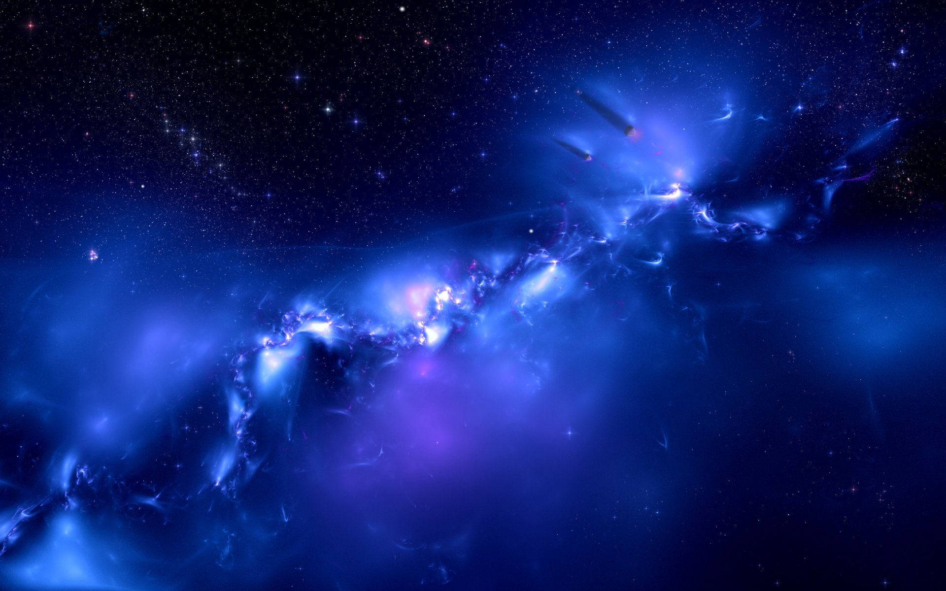 galaxy blue blue colors distant planets sci fi