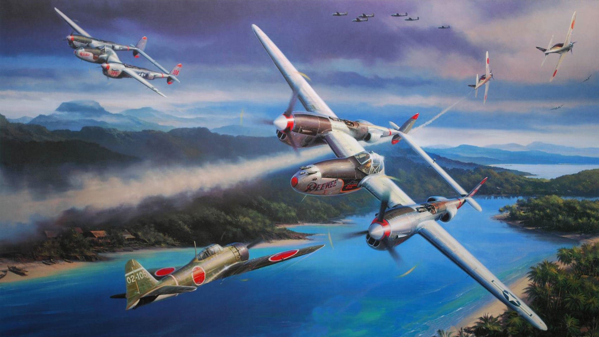 океания nicolas trudgia lockheed p-38 lightning война рисунок