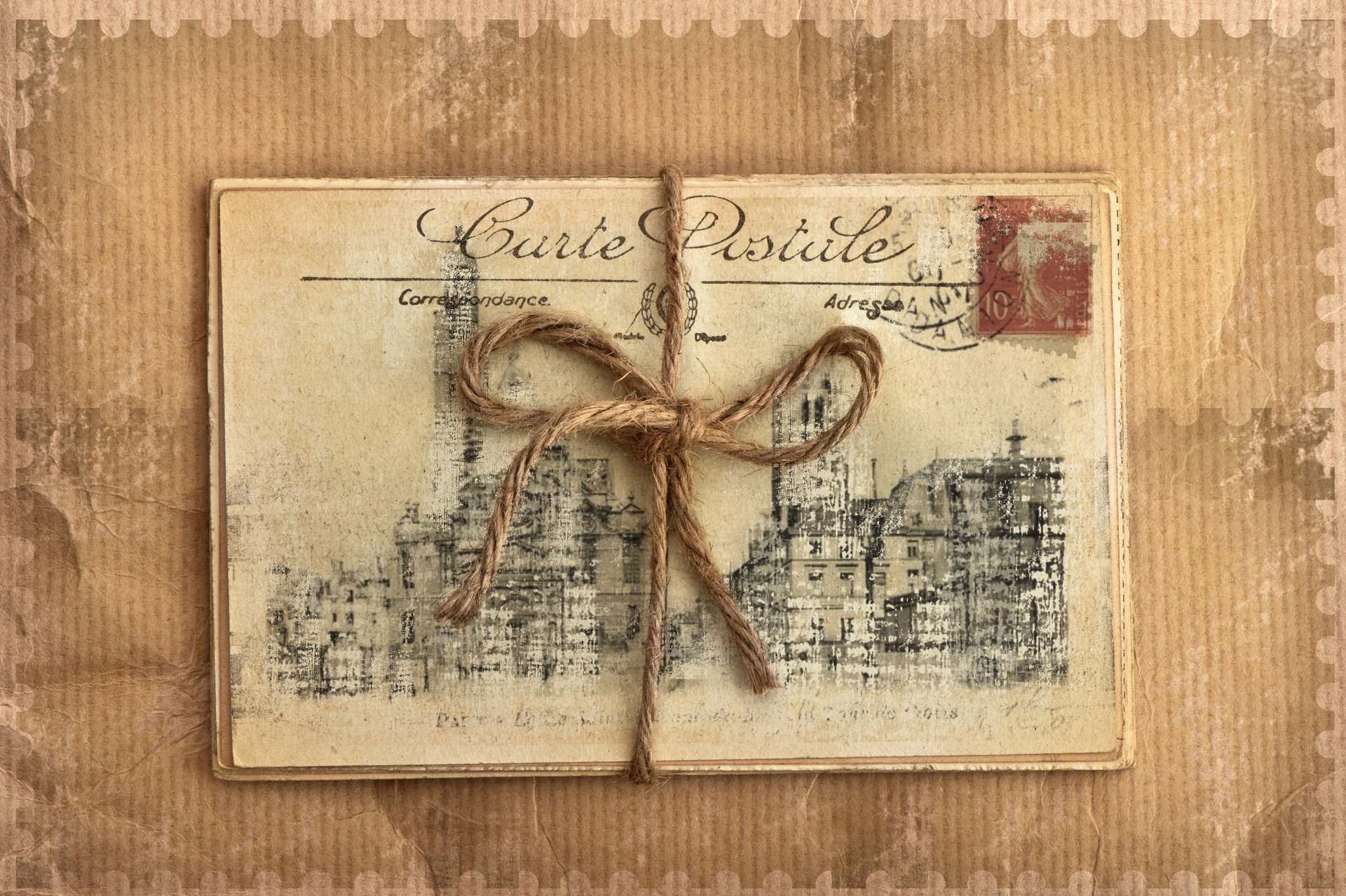 vintage corda retro cartolina annata