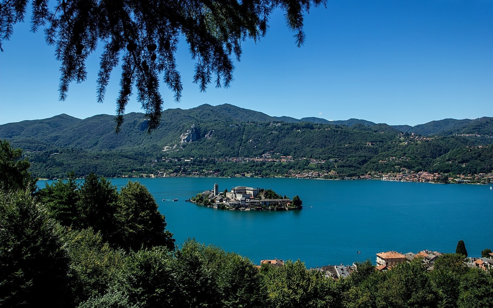 italy landscape piedmont lake horta island panorama mountain