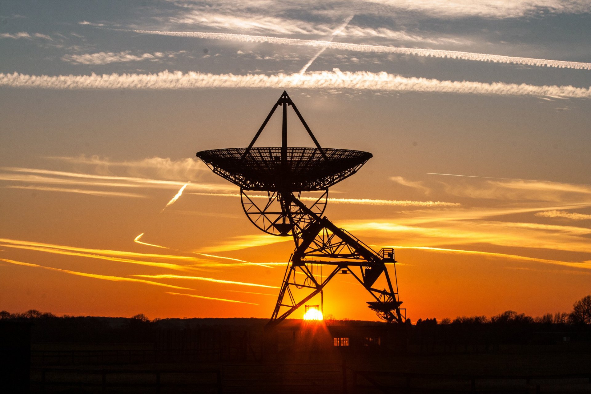 dish antenna admission played silhouette frame sky clouds dawn sunset horizon sun light ray