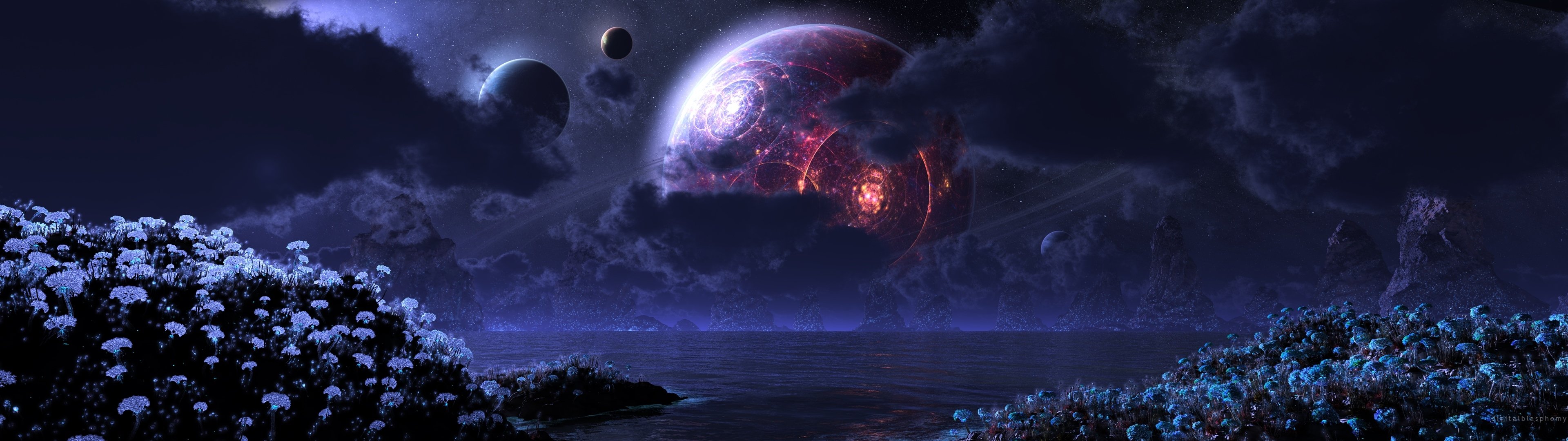 landscape fantasy planets flowers sci fi