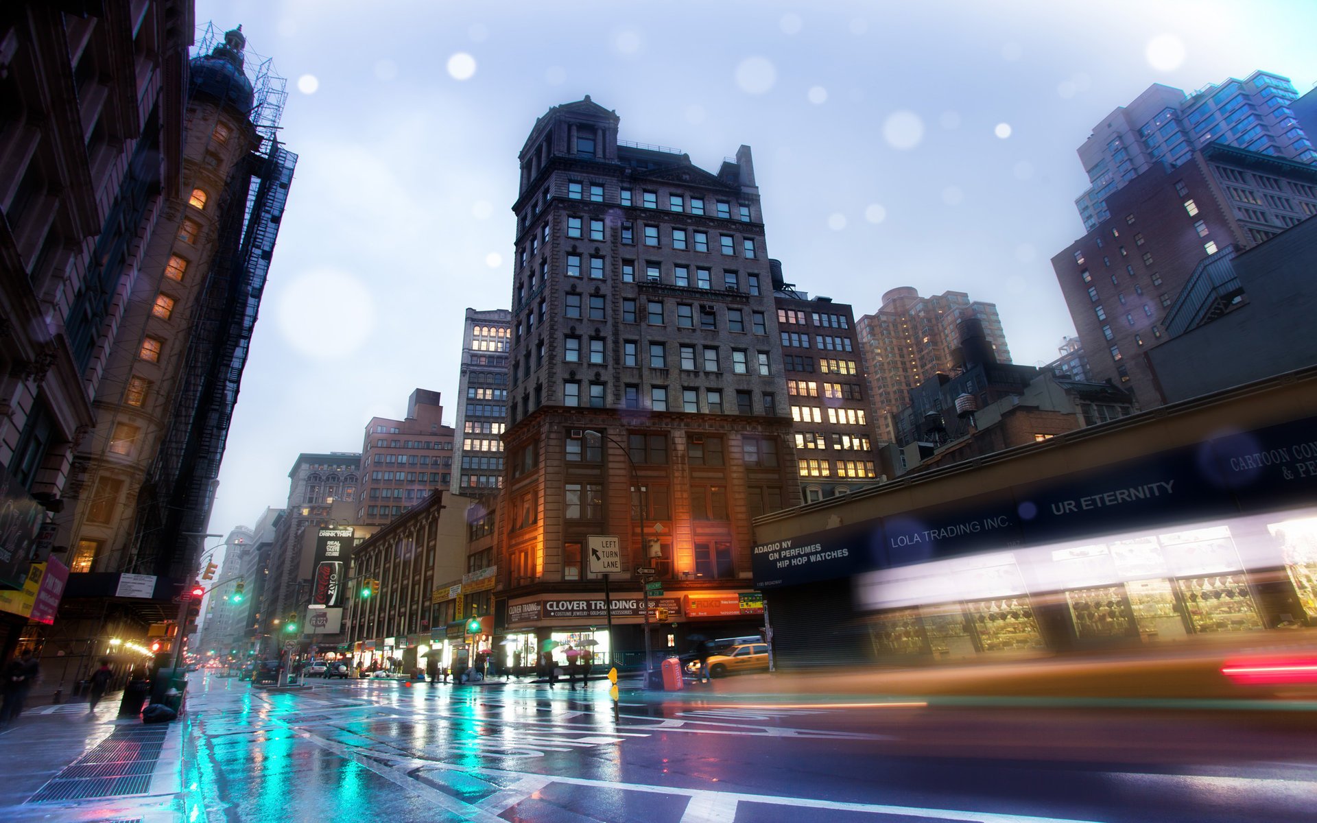 broadway slick streets broadway rainy night new york usa nueva york nyc