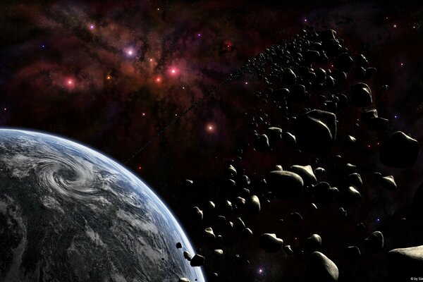 Asteroids encircle an unknown planet