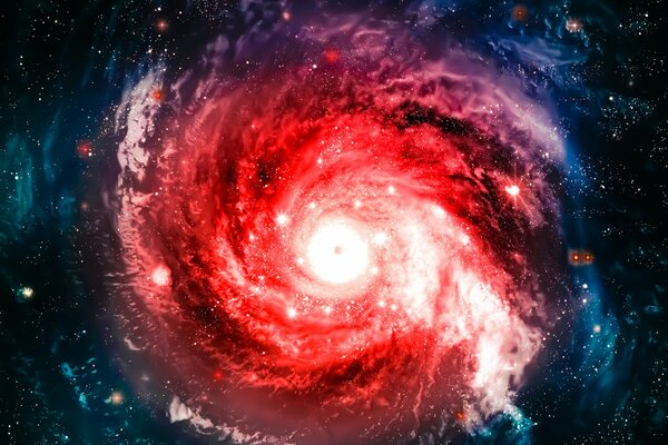 Galaxia espiral de color rojo