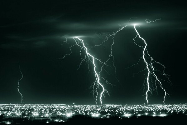 Lightning over the night city