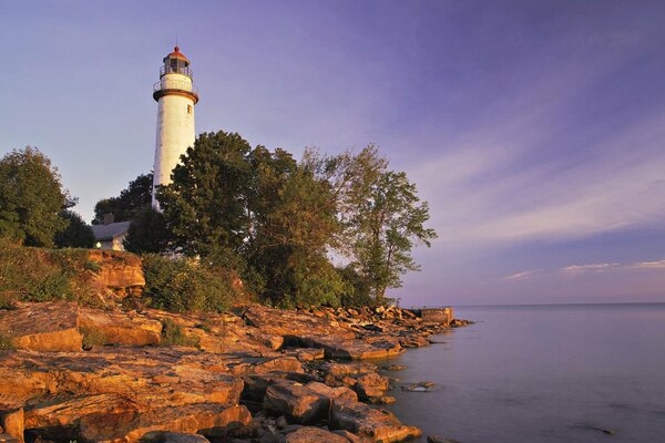 Lighthouse on the lake shore