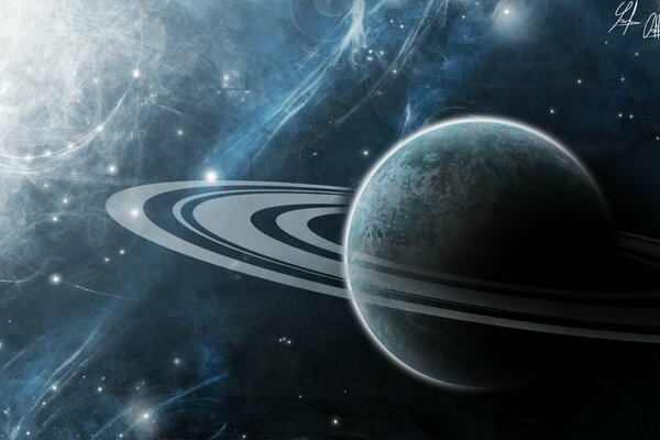 Anelli di Saturno sullo sfondo Dell universo