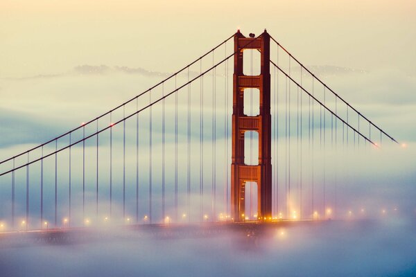 Fog engulfed a bridge in San Francisco