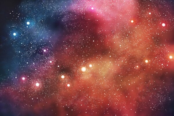 Starry fog plays with bright colors in space