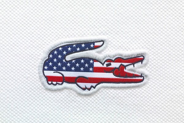 Lacoste crocodile patch with the colors of the American flag