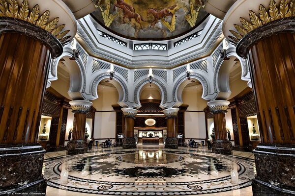 Golden interior of a chic lobby