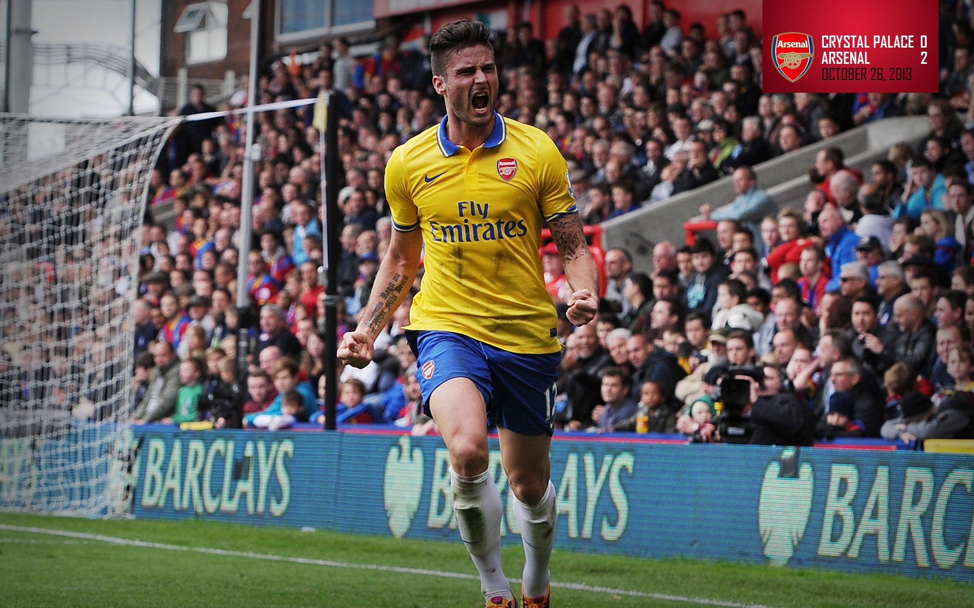 arsenal fußballverein gunners olivier giroud giroud spieler tribüne hintergrund