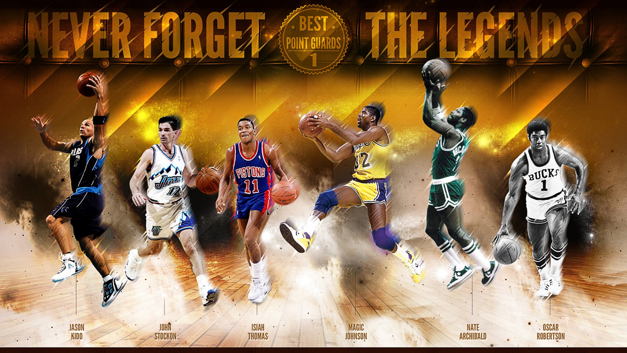 basket-ball sport nba légendes jason kidd john stockon isaiah thomas magic johnson nate archibald oscar robertson