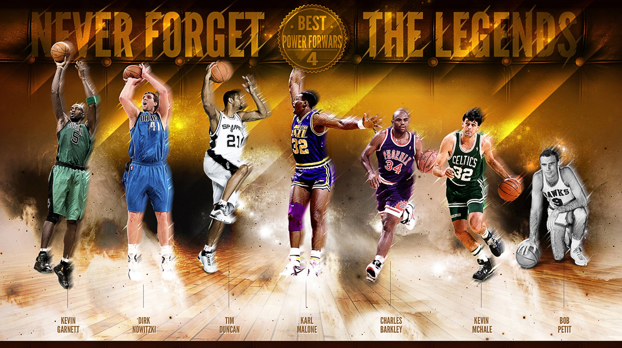 koszykówka sport nba legendy kevin garnett dirk nowitzki tim duncan karl malone charles barkley kevin mchale bob petit