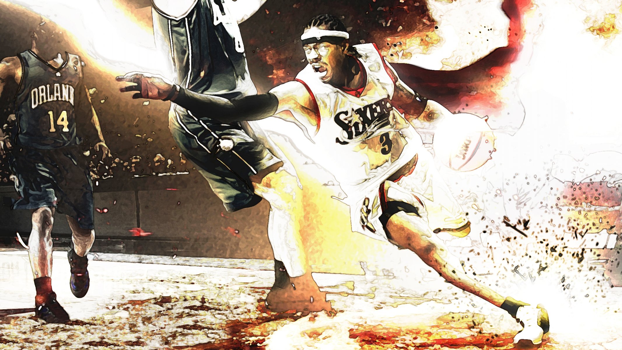 allen iverson 76sixers jugador avance bola campo juego spalding orlando