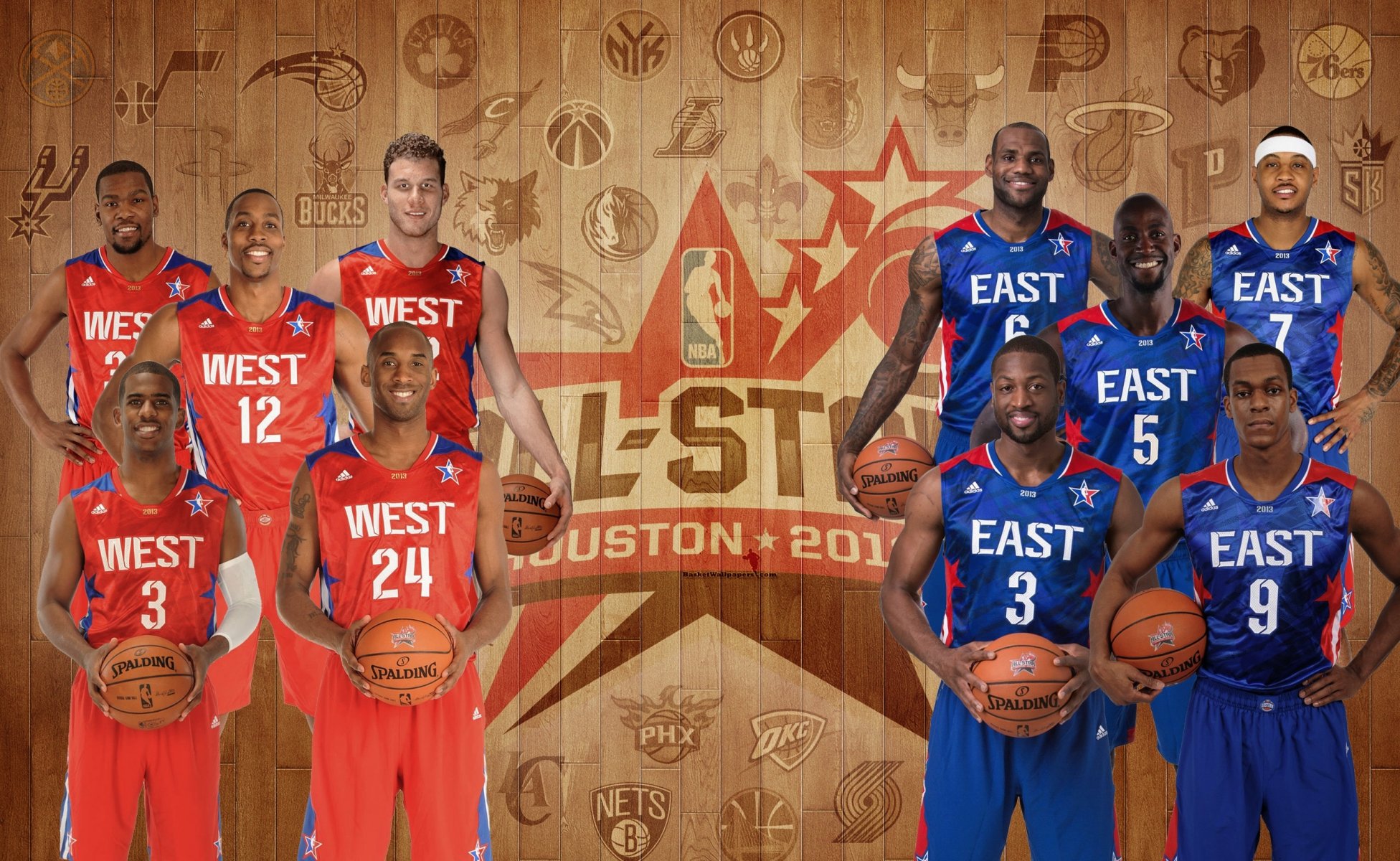 nba all stars basketball westlich östlich chris paul kobe bryant durant blake griffin dwight howard ronald reagan dwayne wade lebron james carmelo anthony kevin garnett spieler