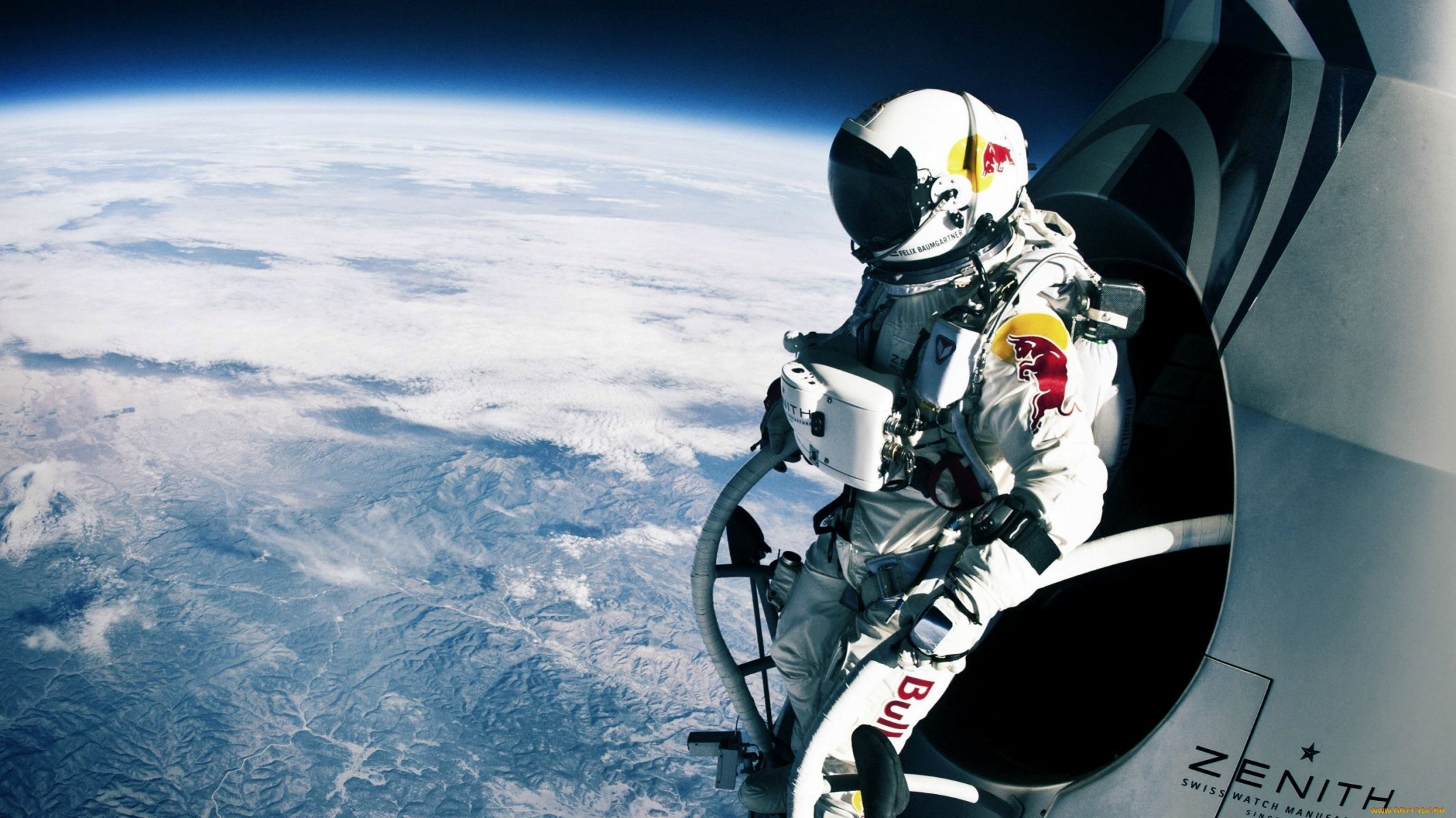 felix baumgartner jump athlete red bull cosmos red bull stratos parachute download desktop wallpaper widescreen wallpaper download wallpaper hd wallpaper