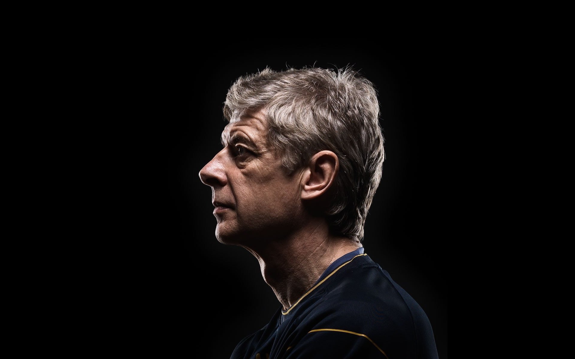 arsene wenger trener arsenał klub piłkarski kanonierzy twarz profil półmrok