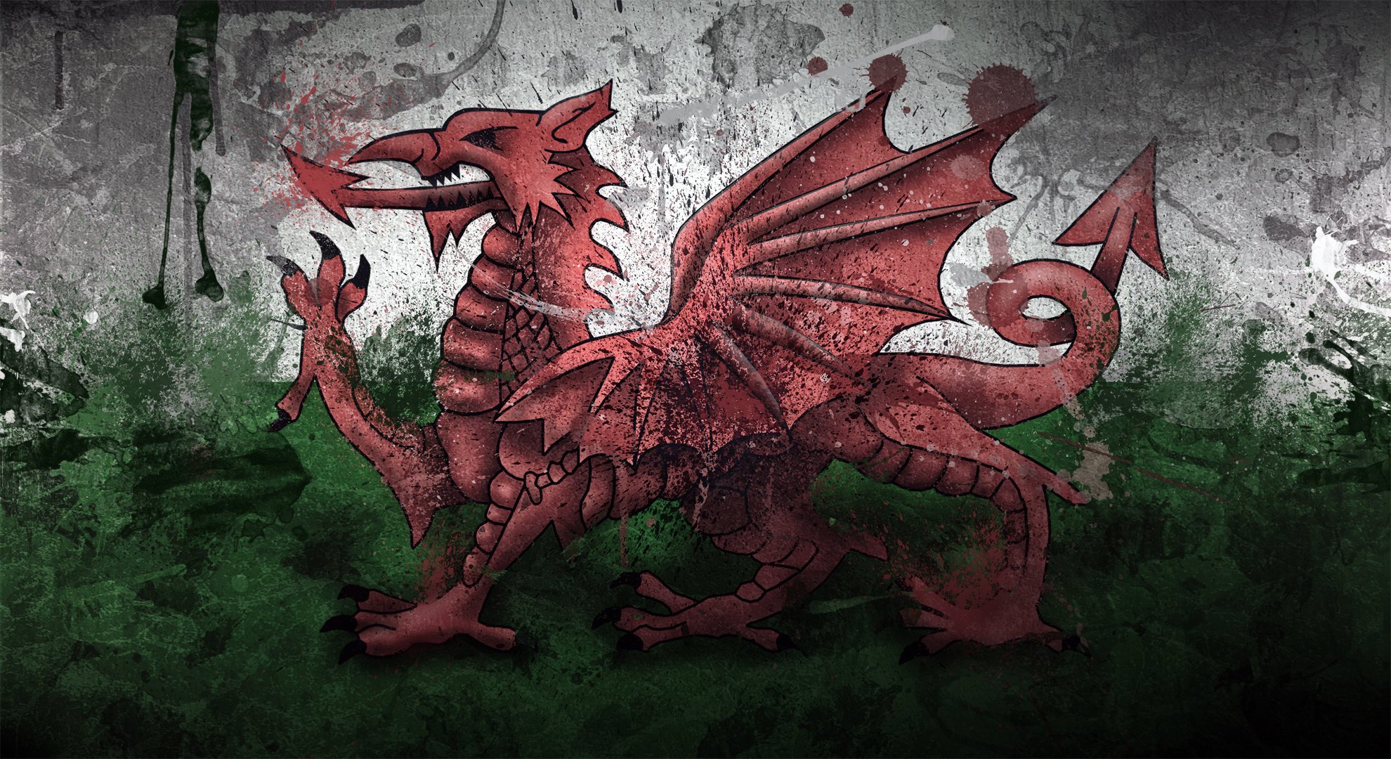 wales gales cymru dragón pintura bandera