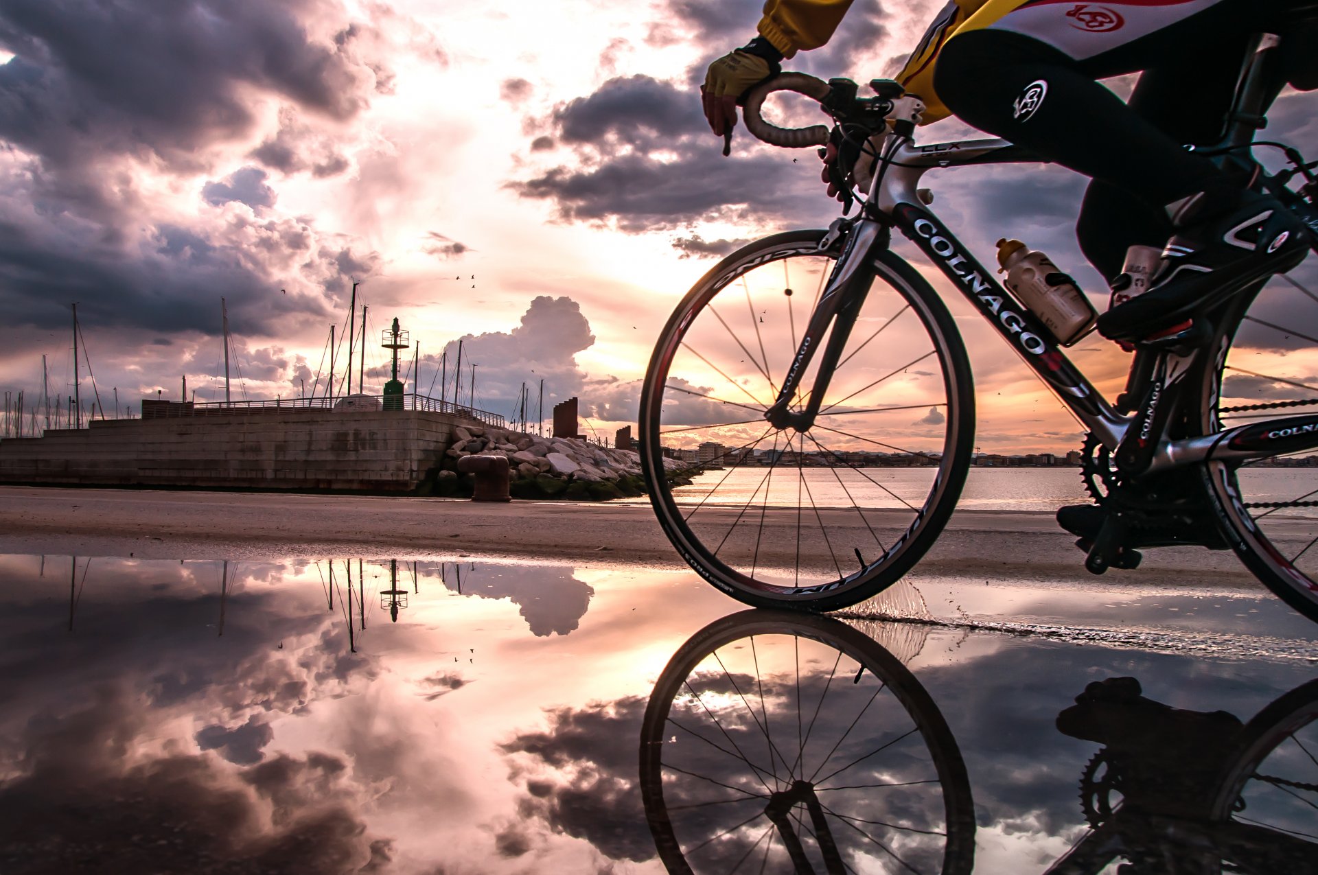 promenade ozean fahrrad fahrradfahrer colnago