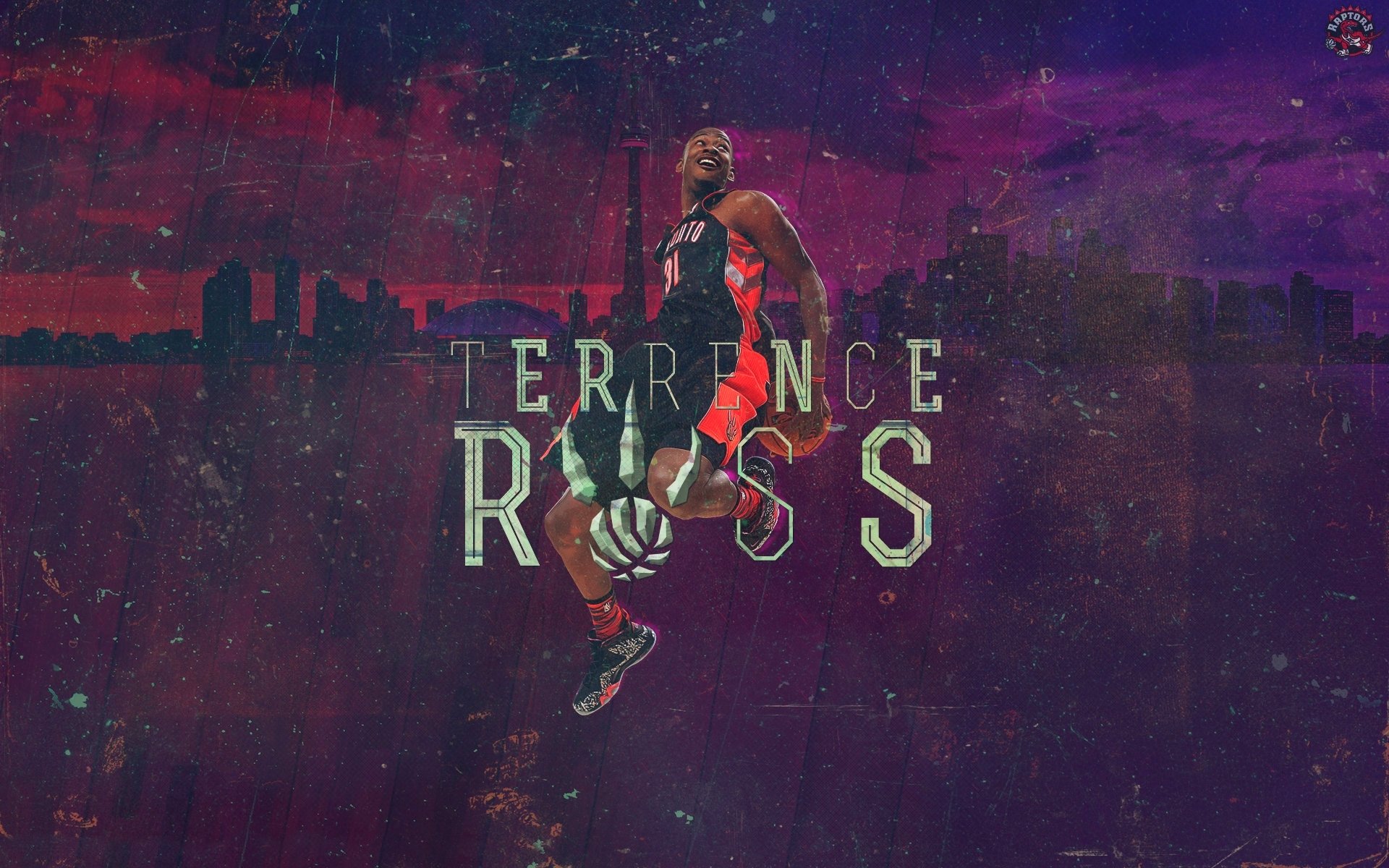 terrence ross basketball player sports nba raptors slam dunk purple