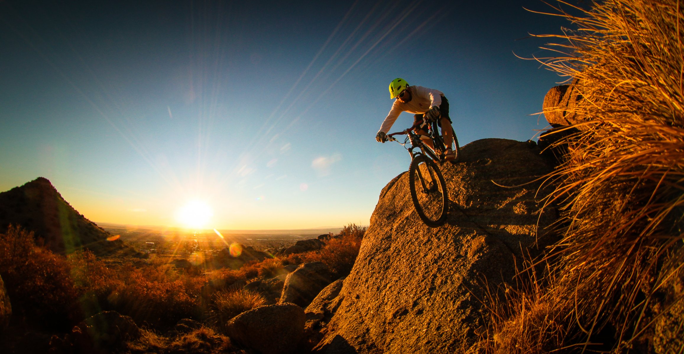 cyclist mountain bike men hills nature