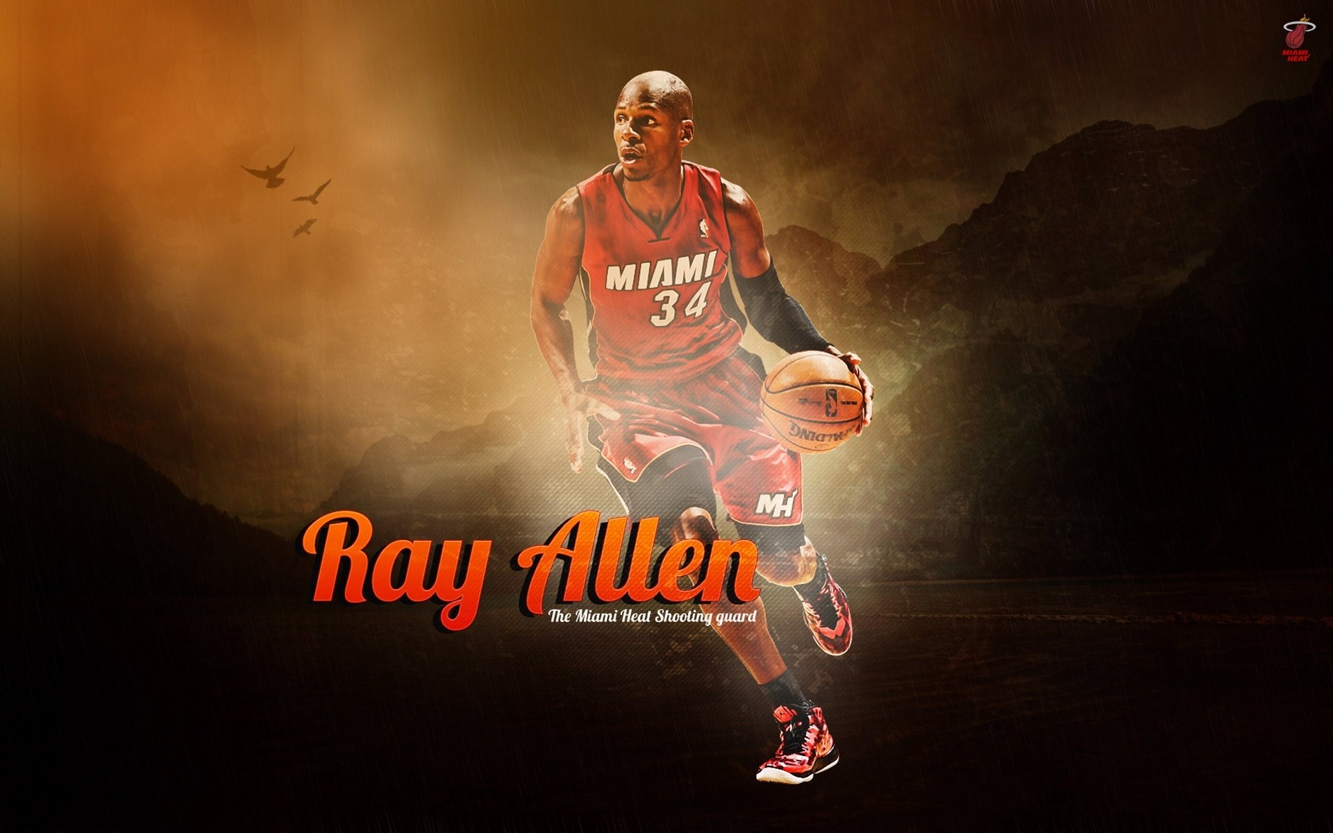 ray allen nba basketball player background sports ball miami heat