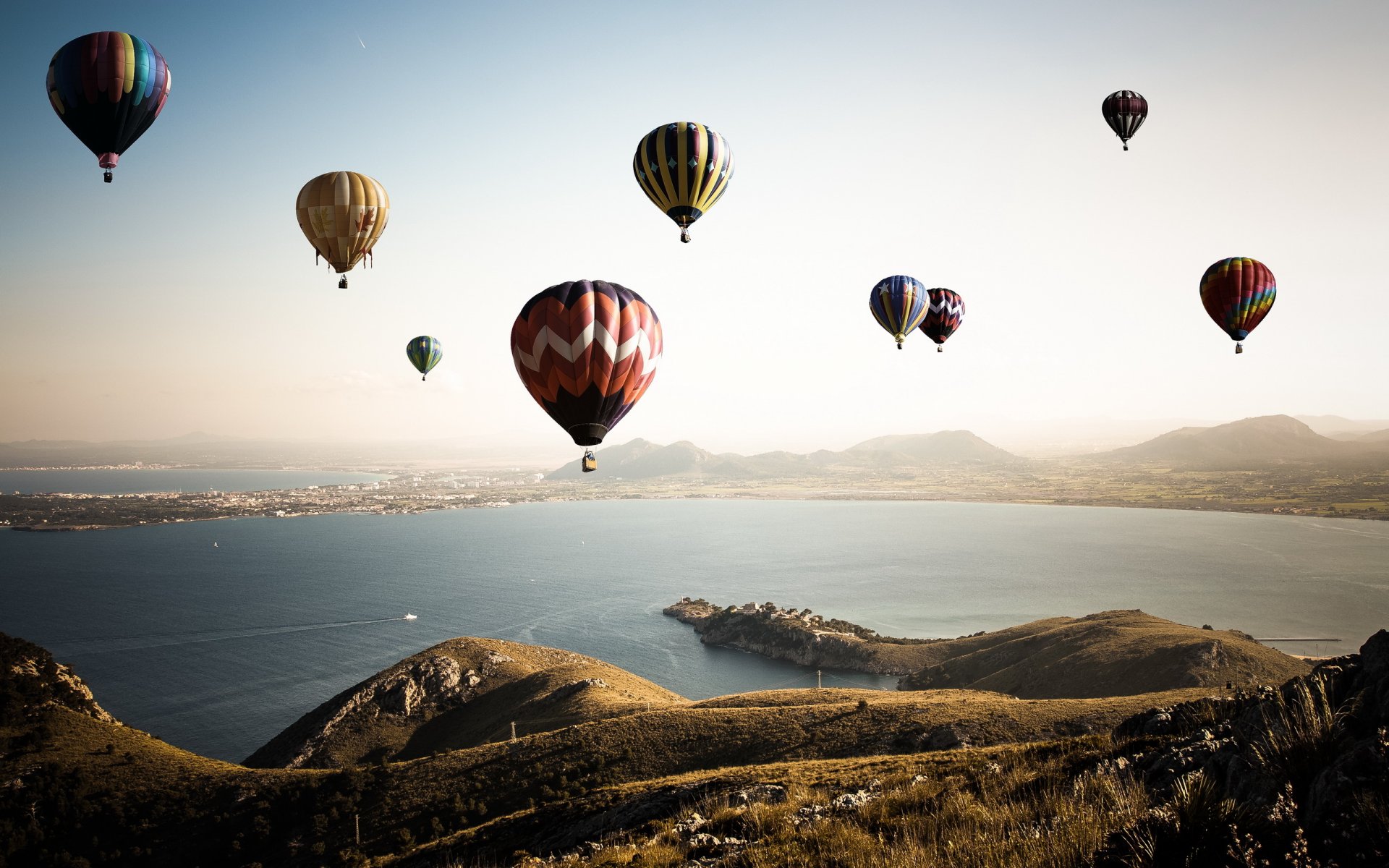 ballons sport baie ciel paysage