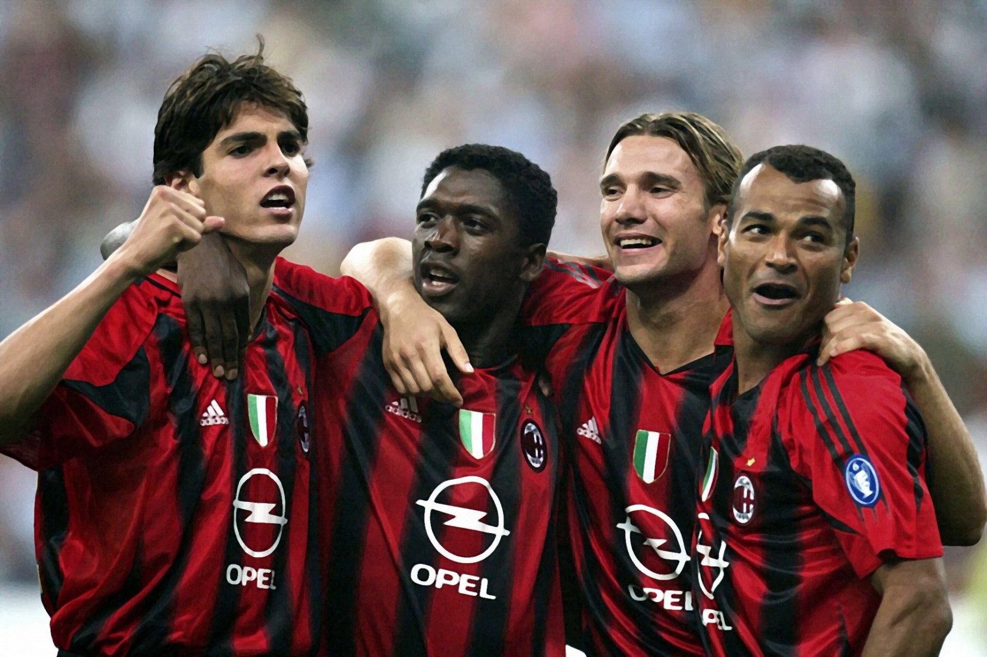 ricardo kakà andrey shevchenko clarence seedorf kafu milano calcio giocatori sport photoshop