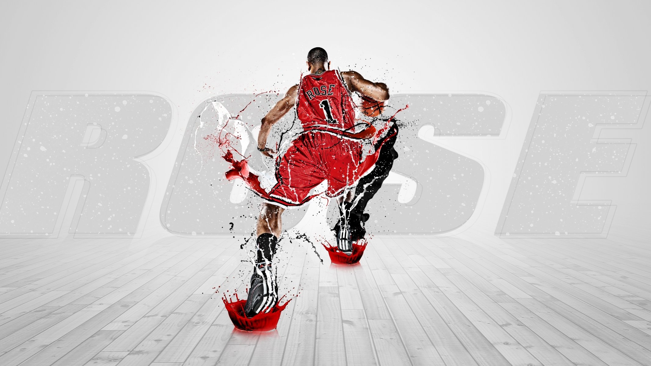 derrick rose nba baloncesto chicago bulls salpicaduras pintura adida