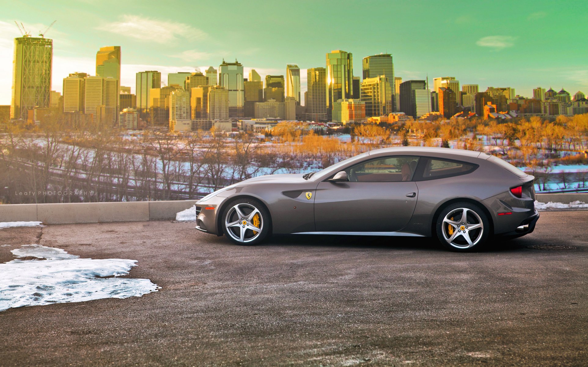 ferrari ferrari four parkplatz stadt ff schnee licht ferari