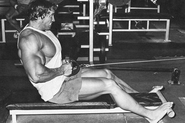 Arnold Schwarzenegger en el gimnasio