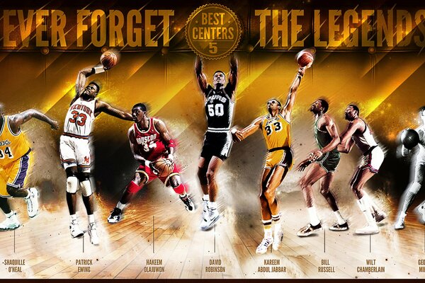 Famose leggende del basket NBA su poster d arte