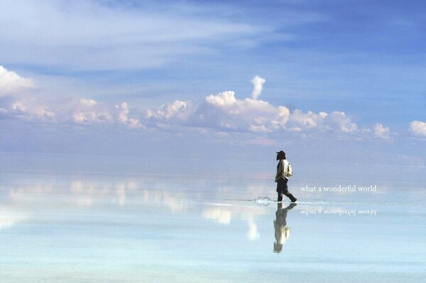 Blue sky with clouds over Bolivia