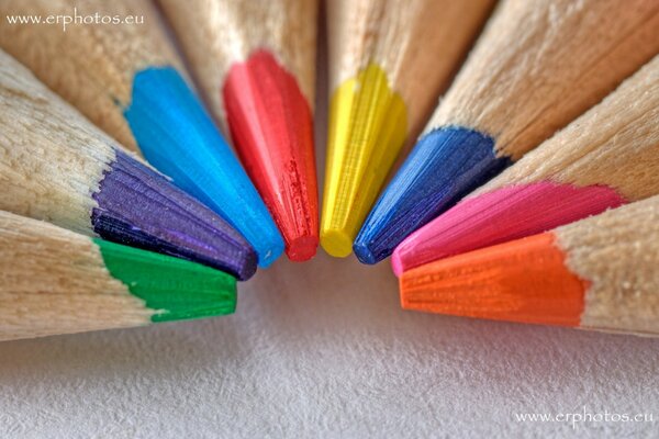 Eight multi-colored lead pencils