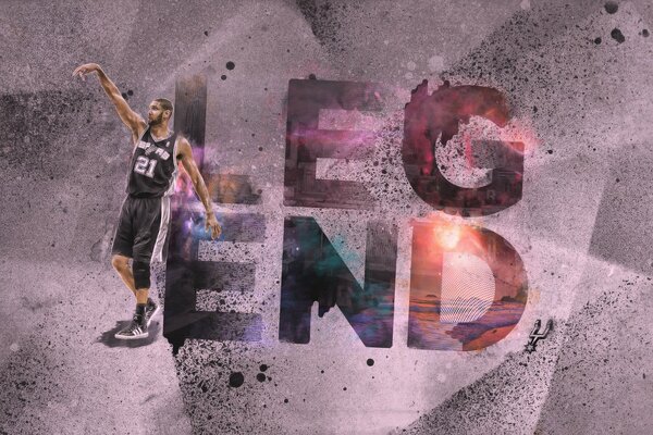 El jugador de baloncesto Tim Duncan tiene leyenda