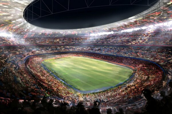 An unusual drawing of the Barcelona stadium