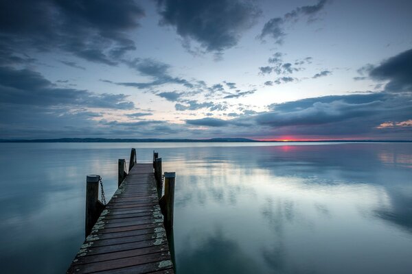 An ancient bridge over the surface of the lake