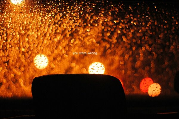 View from the car in rainy weather