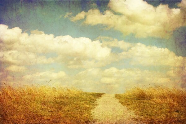 The road through the steppe under the endless sky