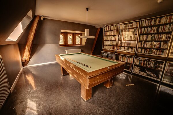 Billiard table in the home library