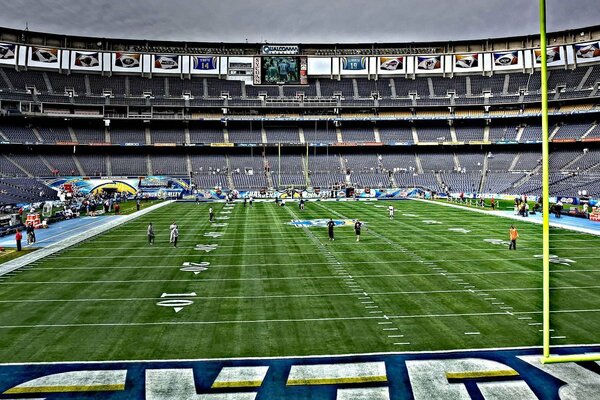 Big stadium, rugby game